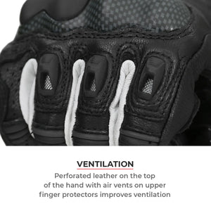 VIATERRA Shifter Short Motorcycle Leather Riding Gloves - Hi-Viz - Motodrift