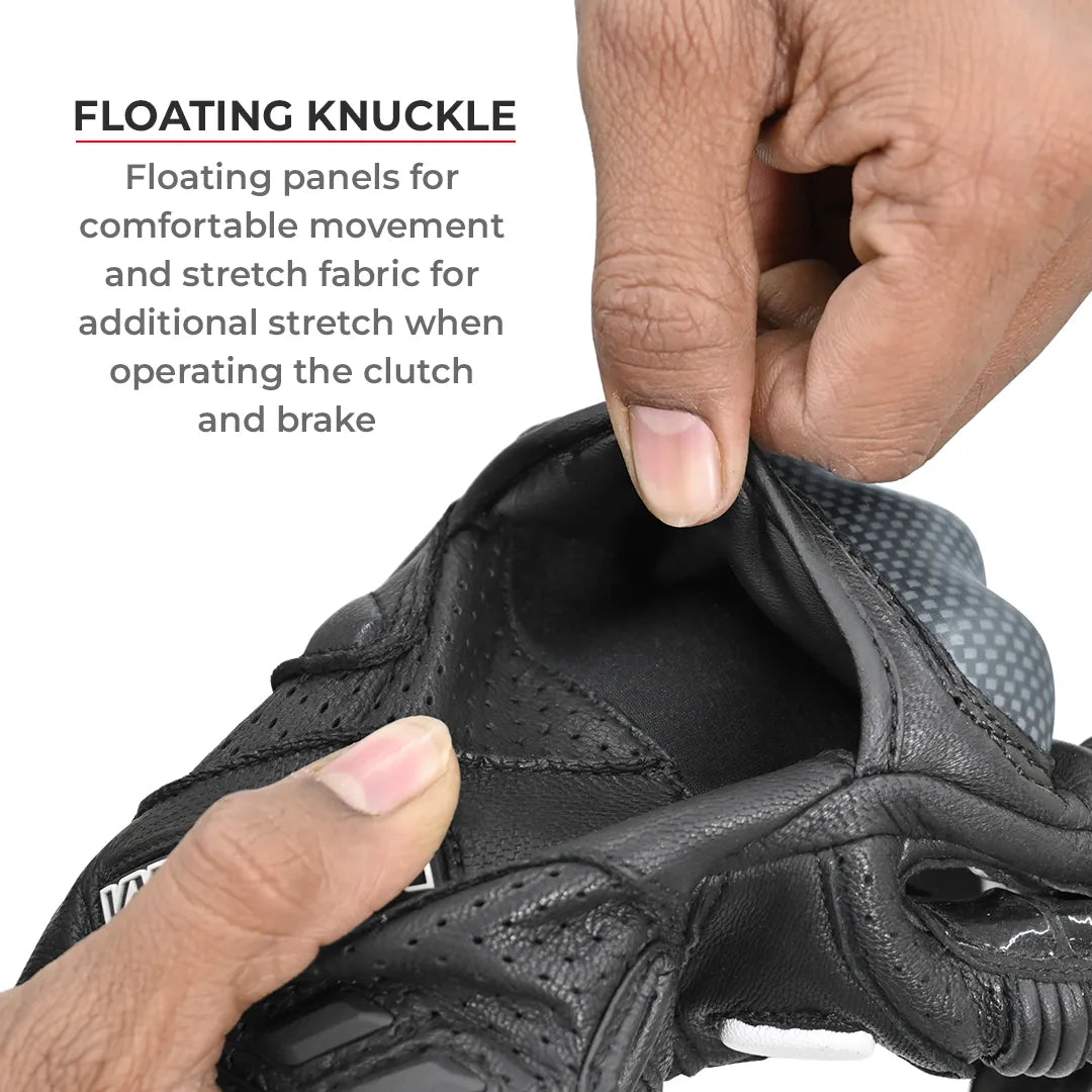 VIATERRA Shifter Short Motorcycle Leather Riding Gloves - Hi-Viz - Motodrift