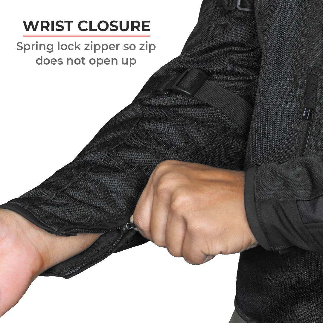 ViaTerra Spencer Street Mesh Riding Jacket - Black Red - Motodrift