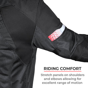 ViaTerra Spencer Street Mesh Riding Jacket - Black Red - Motodrift