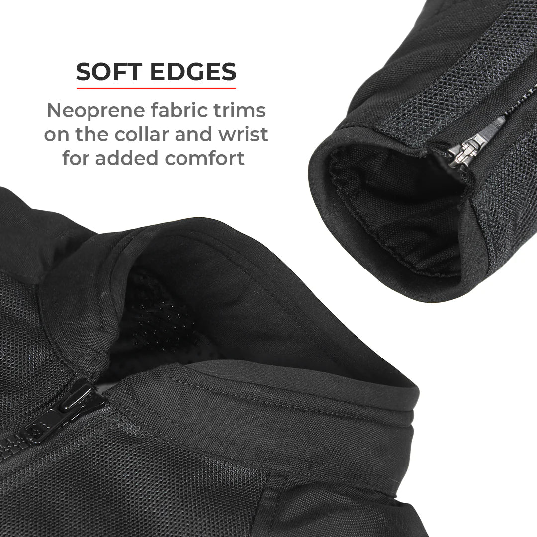 ViaTerra Spencer Street Mesh Riding Jacket - Black Red - Motodrift