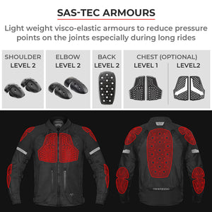 ViaTerra Spencer Street Mesh Riding Jacket - Black Red - Motodrift