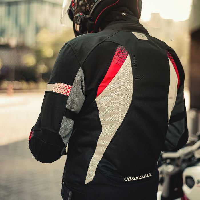 ViaTerra Spencer Street Mesh Riding Jacket - Black Red - Motodrift