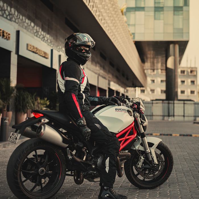 ViaTerra Spencer Street Mesh Riding Jacket - Black Red - Motodrift