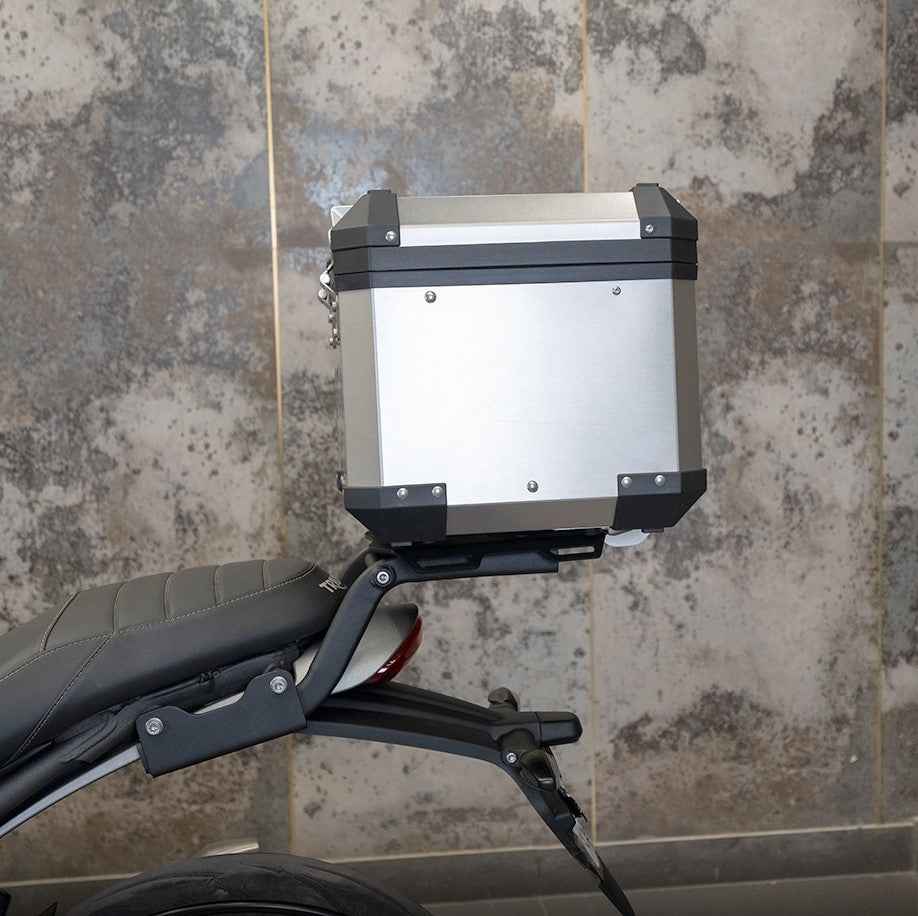 ZANA Top Rack With Plate Type-2 Black For Triumph Scrambler 400 X - Motodrift