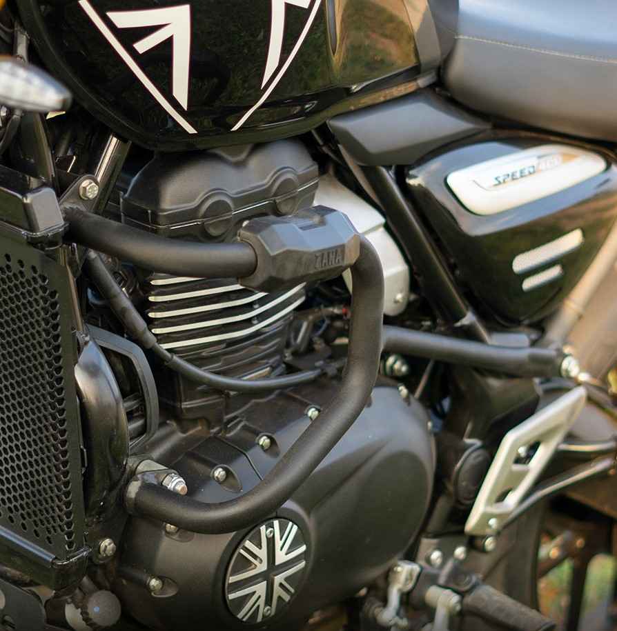 ZANA Crash Guard With Puck Slider For Triumph Scrambler 400 X - Motodrift