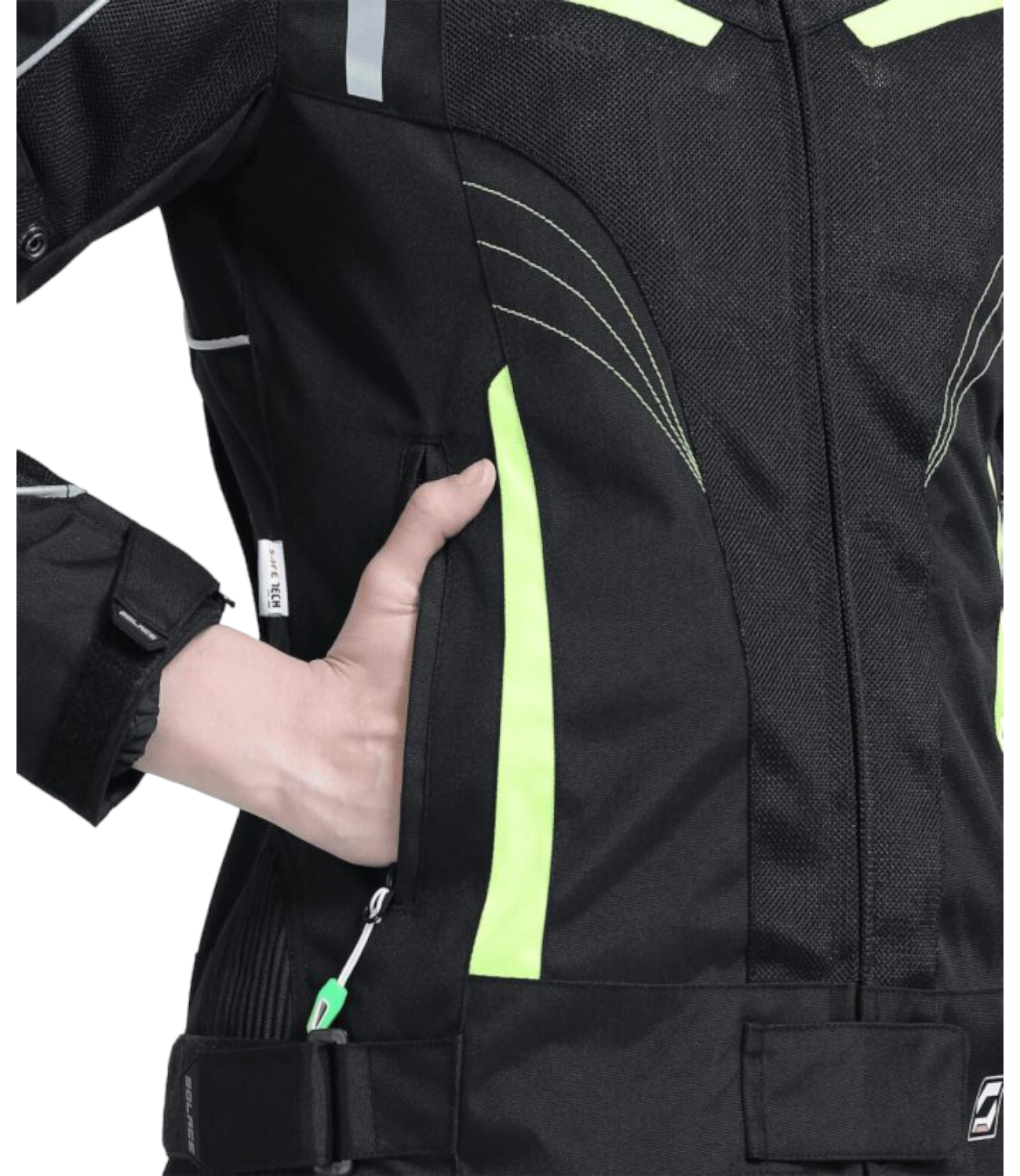 Solace ASMI Ladies Jacket V3.0 - Black & Neon - Motodrift