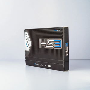 BluArmor HS3 helmet Bluetooth headset packaging box featuring branding and product model name
