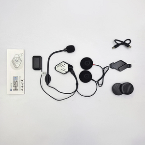 BluArmor HS3 helmet Bluetooth headset kit with speakers, microphone, mounting hardware, and charging cable.