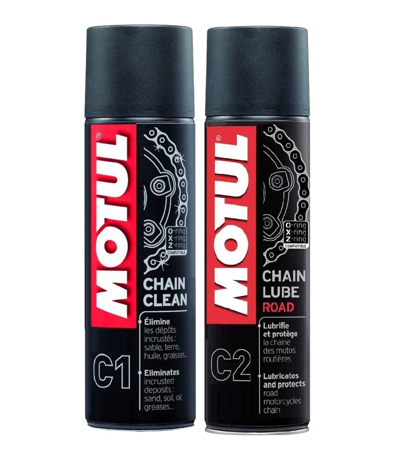 Motul Combo of C2 Chain Lube and C1 Chain Clean - 400 ml - Motodrift