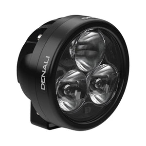 DENALI D3 black LED motorcycle driving light pod with triple Cree LED lenses.
