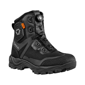 Korda Recon waterproof motorcycle riding boots in black with D3O ankle protection and FITGO dial closure.