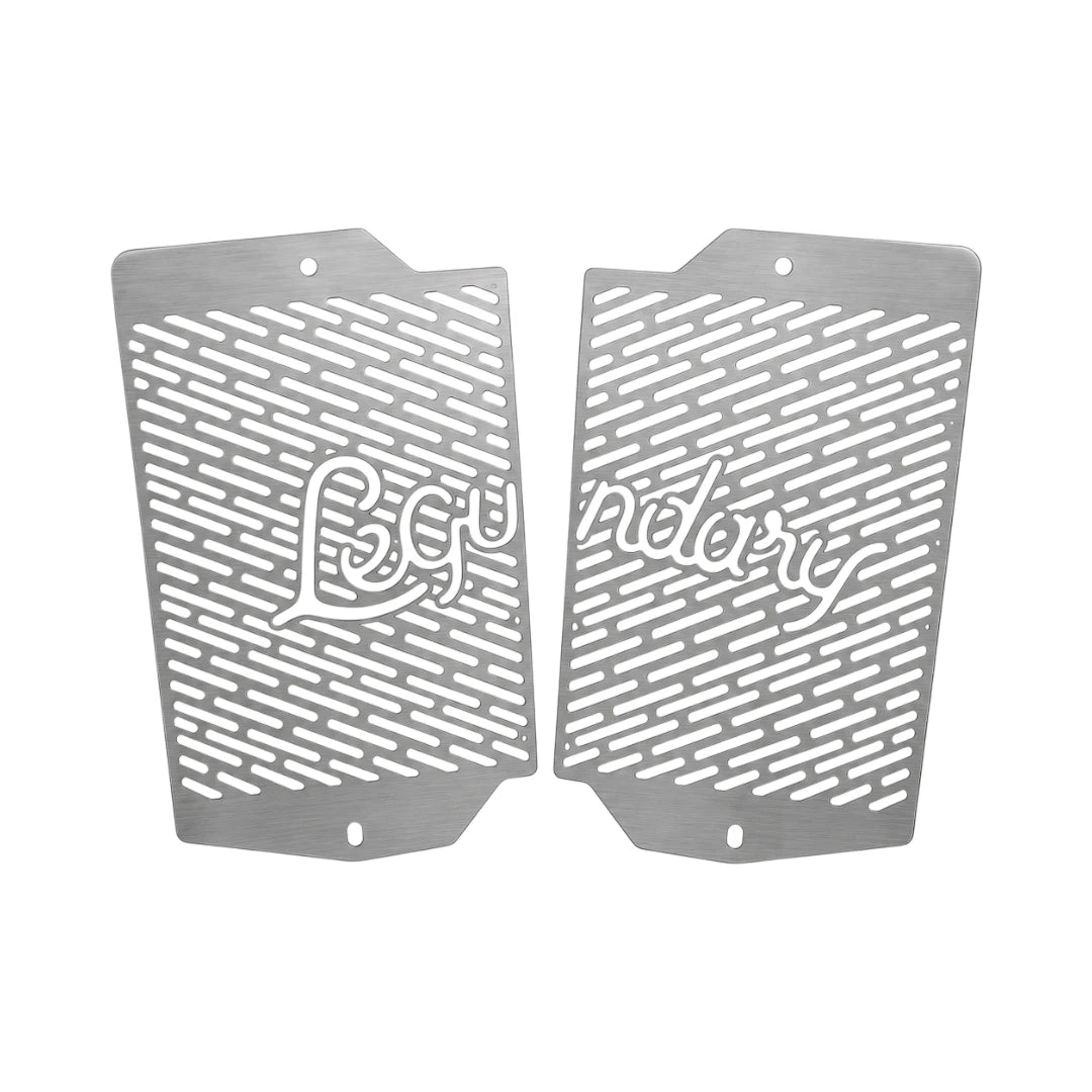 Legundary Vector radiator grill for Triumph Tiger 900 in silver aluminium with a protective slotted design