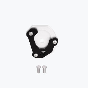Legundary Genesis side stand base for TVS Apache RTX 300 in black and silver with mounting hardware