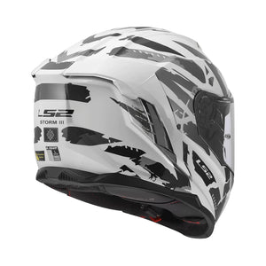 LS2 FF818 Storm 3 Kaos full face motorcycle helmet in white and grey with a dynamic camo graphic design