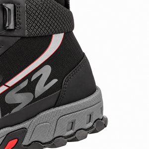 LS2 Trekker waterproof motorcycle boot in black with reflective detailing and reinforced heel protection.