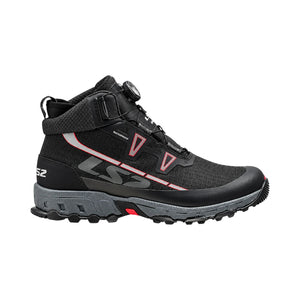 LS2 Trekker black waterproof adventure motorcycle boots with SPINON lacing and reinforced rubber sole