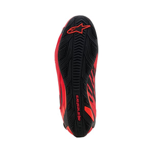 Motodrift Alpinestars MM93 Faster-4 riding shoe sole in black and red with textured grip and logo branding
