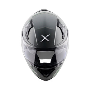 Motodrift Axor Apex solid full-face motorcycle helmet in black with clear visor and top ventilation ports