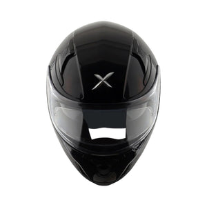 Motodrift Axor Apex solid black full-face motorcycle helmet with clear visor and aerodynamic design