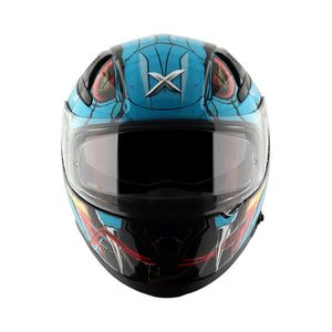 Motodrift Axor Apex Venomous sport-touring helmet in blue with aggressive graphic design and clear visor