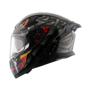 Motodrift Axor Apex Venomous sport-touring helmet in black with aggressive graphic design and integrated spoiler
