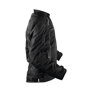 Motodrift Axor Nimbuz black mesh motorcycle riding jacket with protective armour, side view