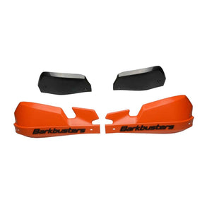 Motodrift Barkbusters VPS orange plastic handguards with black wind deflectors for adventure motorcycle protection