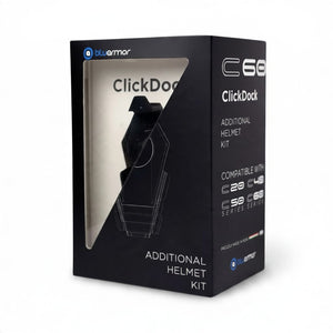 Motodrift Bluarmor ClickDock additional helmet kit packaging box for C20, C40, C50, and C60 series motorcycle headsets