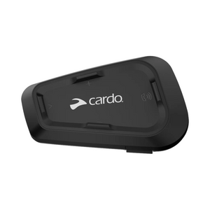 Motodrift Cardo Spirit HD motorcycle Bluetooth intercom unit in black with a sleek, waterproof design.