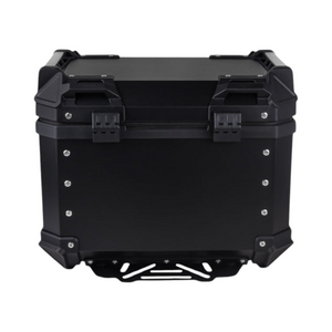 Motodrift Legundary Fort Knox 45L black aluminium motorcycle top box with secure locking mechanism