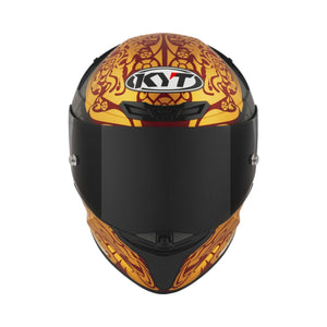 Motodrift KYT TT Revo Enea Bastianini matte replica motorcycle helmet with bold orange and black racing graphics