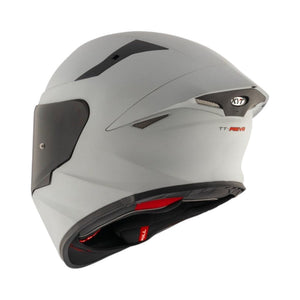 Motodrift KYT TT Revo Plain sport touring helmet in matte grey with aerodynamic rear spoiler and dark visor