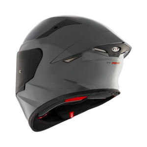 Motodrift KYT TT Revo Plain sport touring helmet in matte grey with aerodynamic shell and high-flow ventilation.