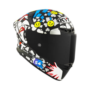 Motodrift KYT TT Revo Ricardo Rossi 2022 replica matte motorcycle helmet with colorful graphic design and dark visor