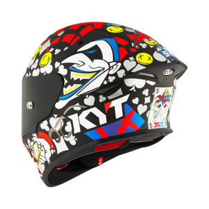 Motodrift KYT TT Revo Ricardo Rossi 2022 replica matte motorcycle helmet with colorful joker and card suit graphics