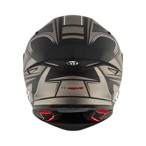 Motodrift KYT TT Revo Tourist motorcycle helmet in matte black and grey with aerodynamic spoiler and rear vents