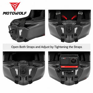 Motodrift MOTOWOLF MDL3534 black chin mount bracket for motorcycle helmet cameras with adjustable velcro straps