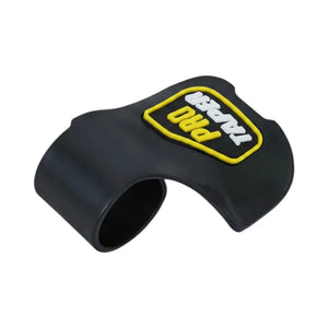Motodrift PRO TAPER motorcycle throttle assist palm rest in black with yellow and white branding on a white background