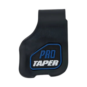 Motodrift PRO TAPER motorcycle throttle assist palm rest in black with a blue and white branded logo insert