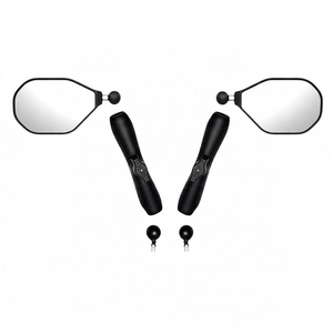 Motodrift RAM Tough Mirror set with M10 1.25 thread, featuring two matte black foldable motorcycle mirrors.