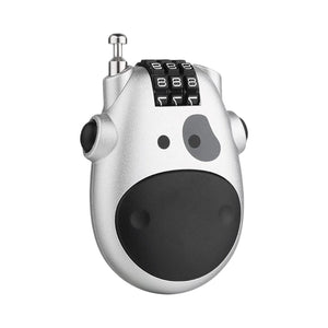 Motodrift Ridex 3-digit portable anti-theft helmet lock in silver with black combination dials and accents