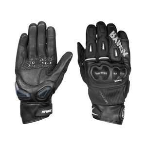 Motodrift Rynox Delta GT black leather semi-gauntlet motorcycle gloves with TPU knuckle protection and palm sliders