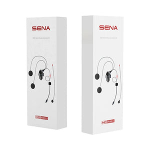 Motodrift Sena B20 helmet clamp kit packaging showing HD Speakers 2.0 and microphone accessories for communication