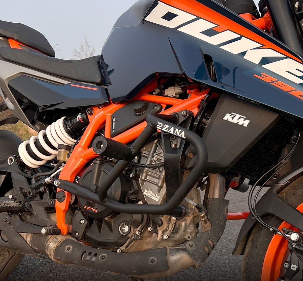 Zana Crash Guard With Slider Black For Ktm Duke 390 Gen 3 - Motodrift