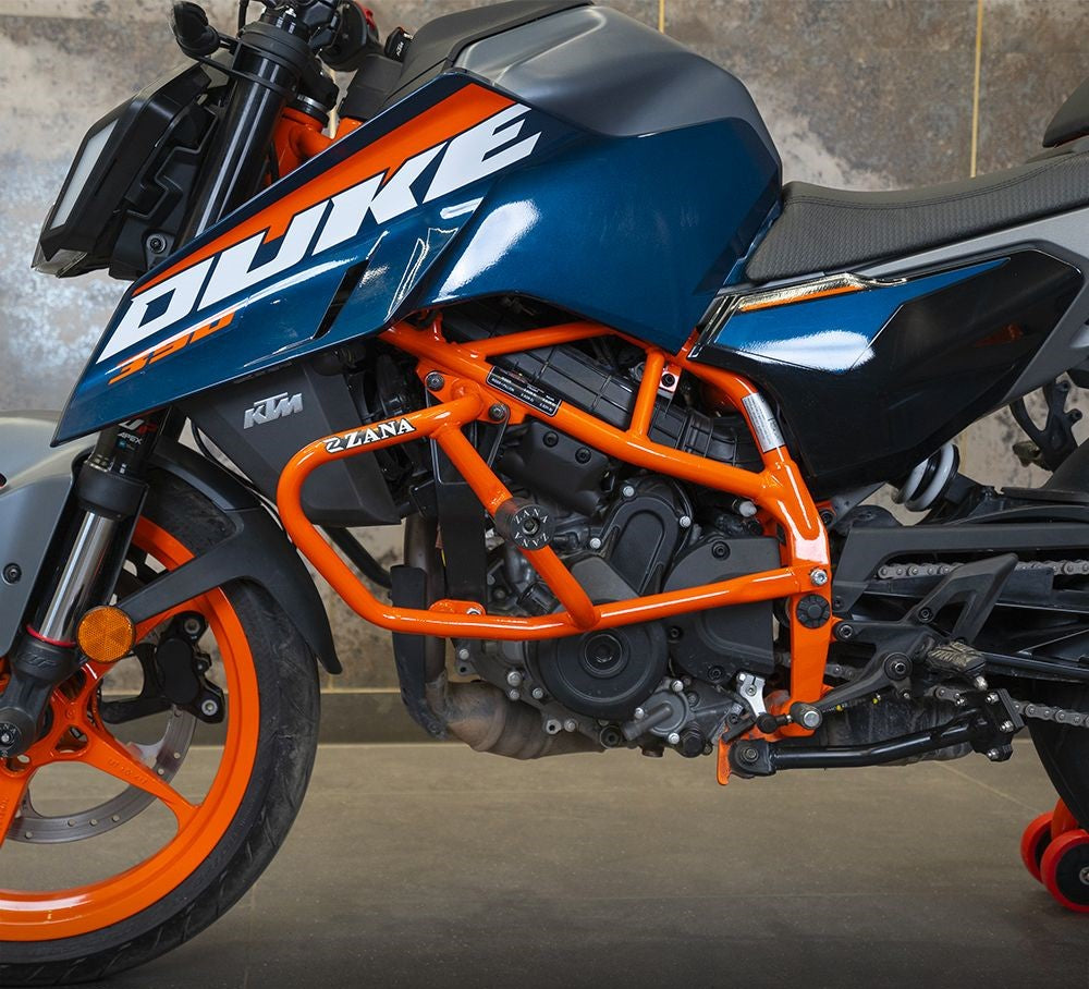 Zana Crash Guard With Slider Orange For Ktm Duke 390 Gen 3 - Motodrift