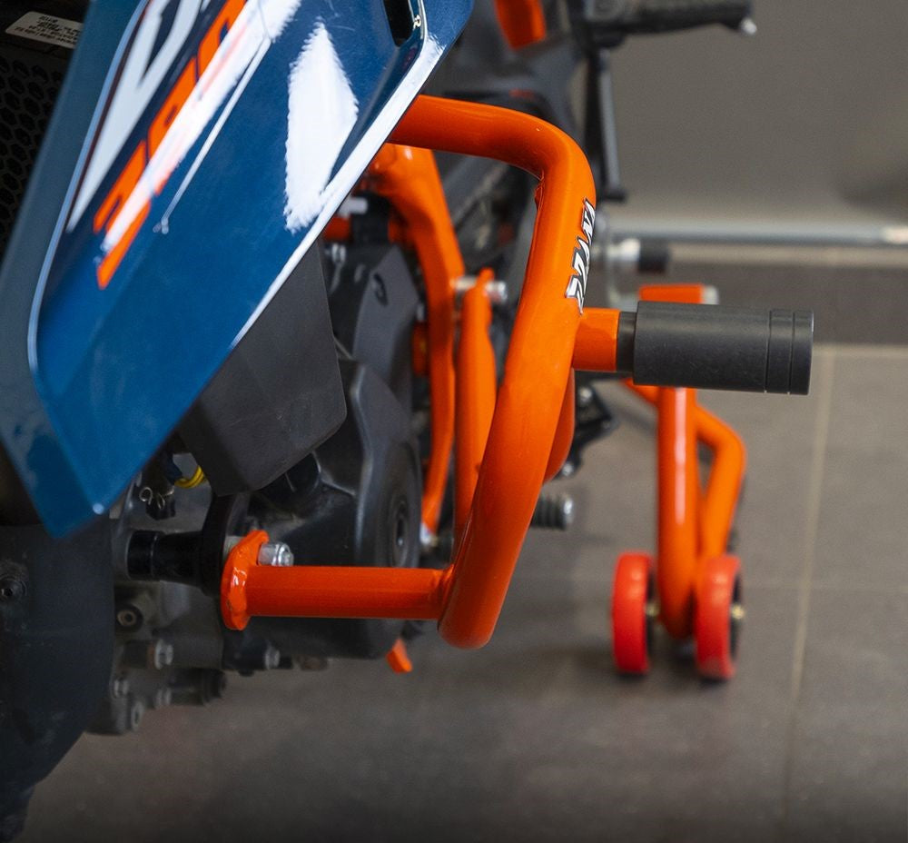 Zana Crash Guard With Slider Orange For Ktm Duke 390 Gen 3 - Motodrift