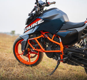 Zana Crash Guard With Slider Orange For Ktm Duke 390 Gen 3 - Motodrift