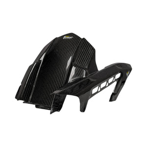 RLZ carbon fiber rear hugger and chain guard for Kawasaki Z900 in a glossy twill weave finish.