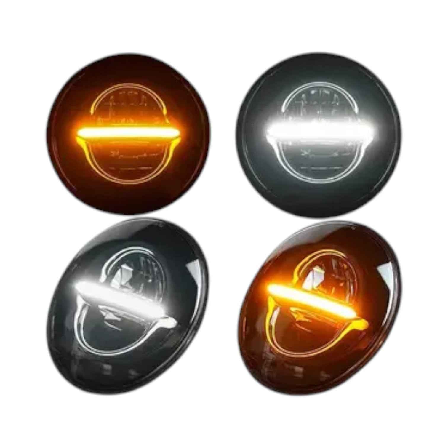 LIU HJG Minus LED Headlight 7" 110W, 12V-80V for Royal Enfield & Bikes